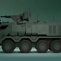Green Painted Modern Military Armored Vehicle With Turret Multi Wheel And Headlights