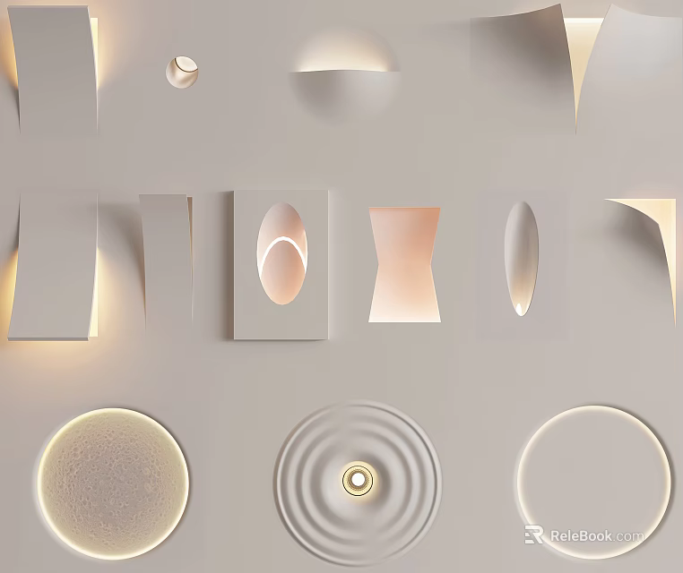 Modern Wall Lamps With Different Shapes For Home Interior Lighting Decor 3d model 