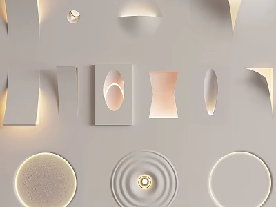 Modern Wall Lamps With Different Shapes For Home Interior Lighting Decor 3d model
