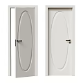 White Hinged Doors with Oval Panel Design and Metal Handles for Home Interior