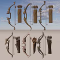 Traditional Bows and Quivers with Arrow Sets in Various Designs
