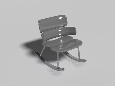 Modern Gray Rocking Chair With Curved Backrest And Rocking Legs Design 3d model