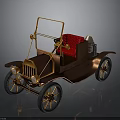 Vintage Car Brown Body With Brass Frame Red Seat Open Cockpit Retro Wheel Design