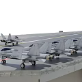 Naval Aircraft Carrier Flight Deck With Fighter Jets Runway And Island Superstructure