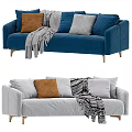 Light Gray Modern Sofa With Green Beige Cushions Soft Throw Blanket And Multiple Color Choices