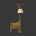 Single Sofa in Classic Design with Wooden Frame Coat Rack and Floor Lamp