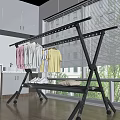 Black Foldable Clothes Drying Rack with Wheels Hanging Shirts and Lower Shelf Holding Shoes Pillow