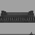Traditional Chinese Building Exterior With Curved Eaves Black Roof Tiles And Wooden Railings