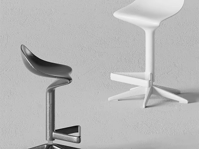 Modern Black And White Bar Stools With Sleek Design And Metal Base 3d model