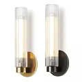 Modern Wall Sconces With Ribbed Glass Shades Brass And Black Bases Warm Light