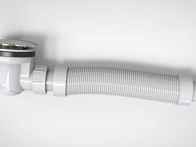 Flexible White Corrugated Plastic Pipe With Fittings For Drainage System Connection 3d model
