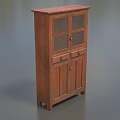 Vintage Wooden Curio Cabinet Featuring Glass Doors Drawers And Display Storage