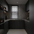 Elegant Modern Dining Living Room Interior With Marble Counter Dining Table And Pendant Lights