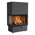 Modern Fireplace Design With Black Exterior Glass Front And Burning Flames