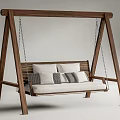 Durable Wooden Swing Bench Play Equipment with Hanging Chains and Comfortable Cushions for Outdoor Use