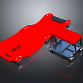 Sci-Fi Futuristic Red Medical Stretcher With Black Padding Metal Frame And Rolling Wheels XENITH