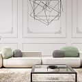 Modern Double Sofa Home Combination Sofa Floor Lamp 3d model