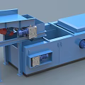 Industrial Conveyor Processing Equipment With Blue Frame Electric Motors And Mechanical Components 3d model
