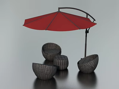 Modern Outdoor Table and Chair Parasol 3d model