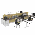 Modern Office Workspace With Functional Desks Office Chairs Computer Monitors And File Cabinets 3d model