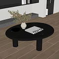 Mid-ancient oval coffee table 3d model