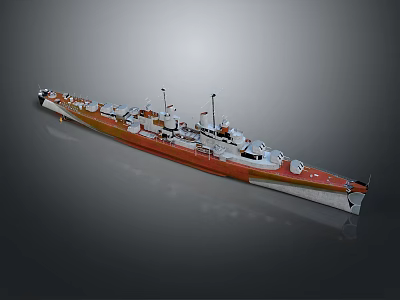 3D Model Of A Battleship With Distinctive Design 3d model