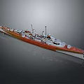 3D Model Of A Battleship With Distinctive Design