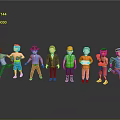 Diverse Cartoon Characters With Various Professions And Colorful Costumes Standing Together