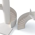 Modern White Spiral Staircase Design With Curved Steps And Central Column