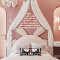 Pink Kids Room Interior With Rabbit Ear Headboard Star Ceiling Neon Light And Flamingo Toys