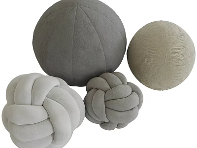Cozy Modern Knotted and Round Gray Beige Decorative Pillows for Home Decor 3d model