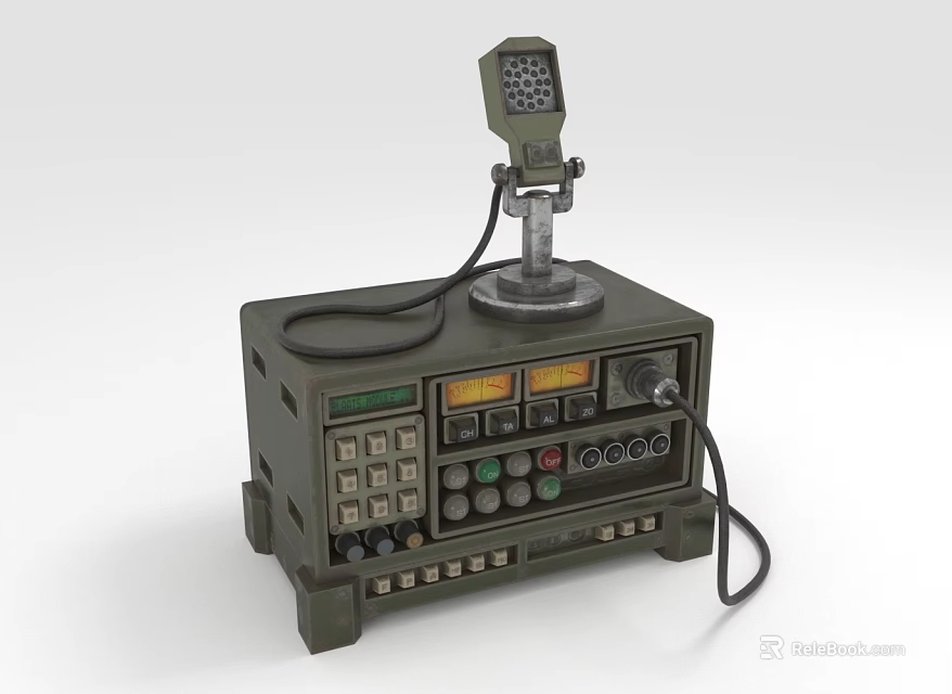 Green Headphone Speaker System With Control Panel Buttons Display Screen And Microphone 3d model 