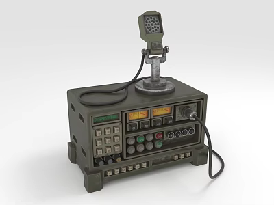 Green Headphone Speaker System With Control Panel Buttons Display Screen And Microphone 3d model