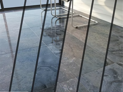 Building Components Featuring Glossy Stone Floor Tiles And Metal Support Frames 3d model