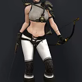 Silver Gray Haired Woman In Armor Holding Bow With Arrow Quiver And Leather Pants