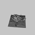 Military Tank With Cannon On Snow Covered Muddy Ground And Dry Grass