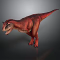 Red T-Rex Dinosaur 3D Model in Dynamic Stance on Gray Background