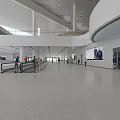 Spacious Airport Terminal Interior With Modern Design Escalators Passengers And Large Screen