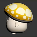 Cute Cartoon Mushroom Character With Yellow Spotted Cap And Smiling Face