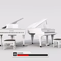 Two White Grand Pianos With Matching Stools Elegant Musical Instruments