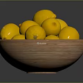 Vibrant Yellow Lemons Filled in a Handmade Wooden Bowl on Dark Table