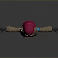 Game and Movie Character with Pink Hair Red Top Brown Coat Black Skirt Arms Outstretched