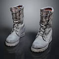Rugged Gray High Top Boots with Laces and Thick Wear Resistant Soles