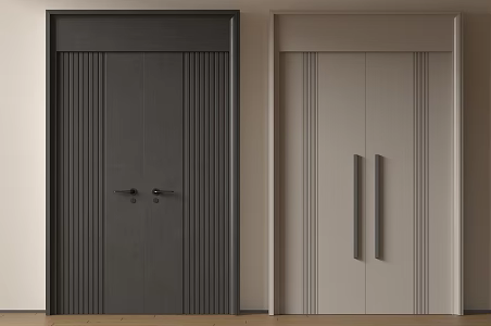 Modern double-door swing door entry door security door top-to-top opposite door 3d model