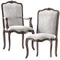 Classical Style Single Chair Design With Carved Wooden Frame And White Upholstery