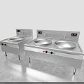 Stainless Steel Commercial Kitchen Appliances With Multiple Burners And Control Panel