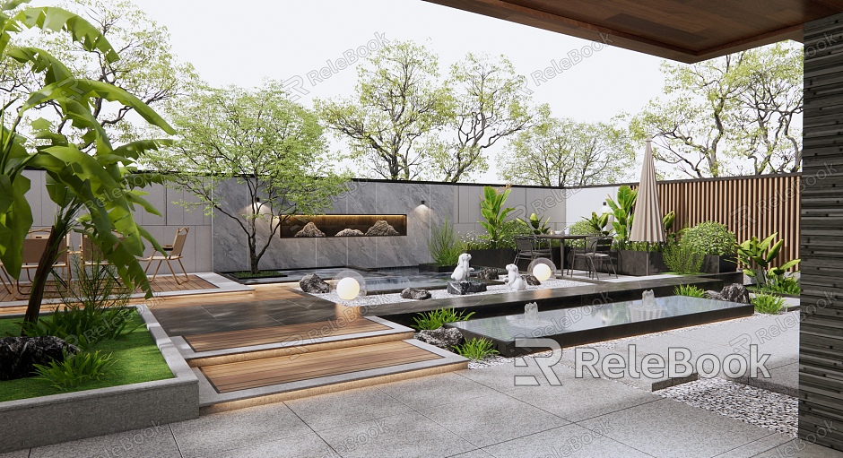 Modern courtyard courtyard landscape model