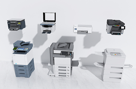 Modern printer copier printing room 3d model