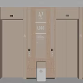 Modern Elevators With Dark Doors A7 Floor Sign And Logo In Lobby 3d model
