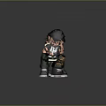 Two 3D Cartoon Characters Sitting On White Folding Chairs With Green Pants And Black Shirts
